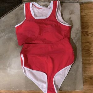 Red women’s sport style swim suits size s